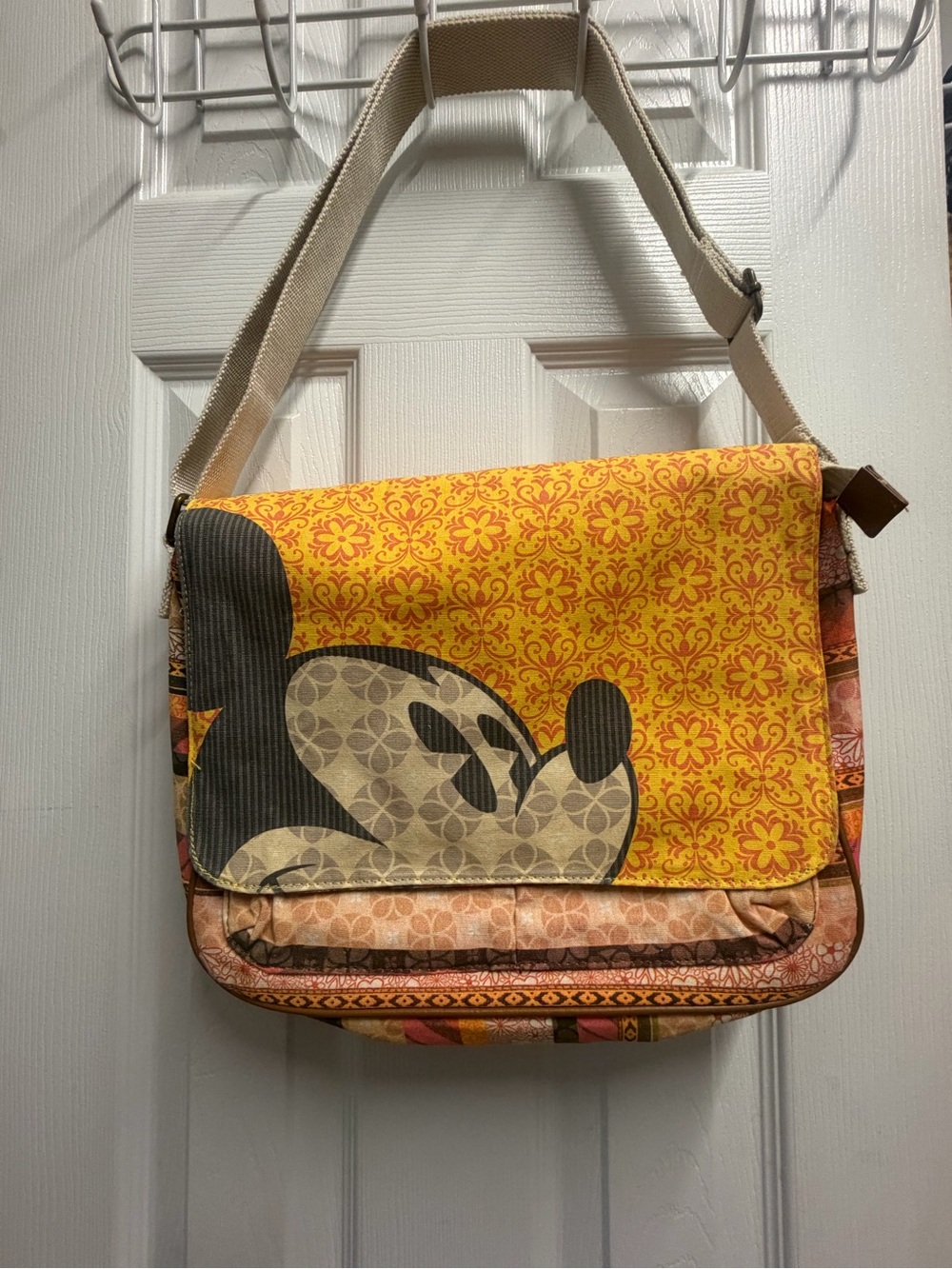 Mickey Mouse - Yellow Floral Messenger Bag